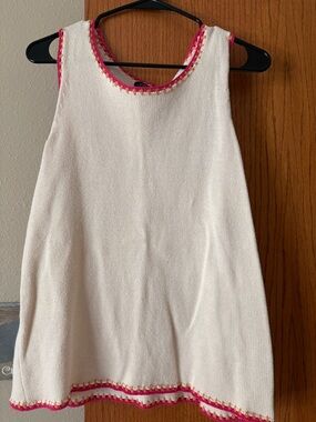 Charlie B Cream Knit Top with Pink and Orange Crochet Trim